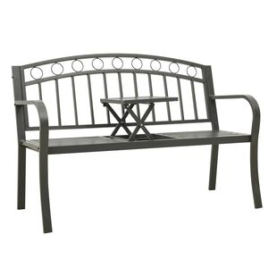 vidaXL Banco de jardim com mesa 120 cm a&ccedil;o cinzento