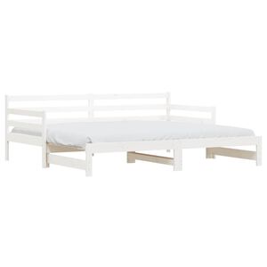 vidaXL Sof&aacute;-cama com gavet&atilde;o 90x200 cm madeira de pinho maci&ccedil;a branco