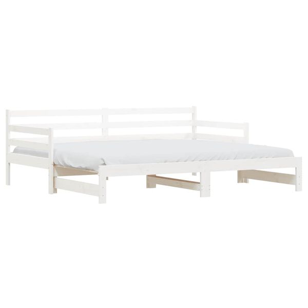 vidaXL Sof&aacute;-cama com gavet&atilde;o 90x200 cm madeira de pinho maci&ccedil;a branco