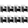 vidaXL 13 pcs conjunto jantar exterior com almofadões vime PE preto