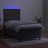 vidaXL Cama box spring c/ colch&atilde;o/LED 90x200 cm veludo cinzento-escuro