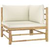 vidaXL 8 pcs conj. lounge p/ jardim em bambu c/ almofadões branco nata