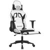 vidaXL Cadeira gaming massagens c/ apoio pés couro artif. Branco/preto