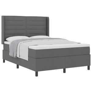 vidaXL Cama Box com colch&atilde;o Cinzento escuro 140 x 200 cm tecido