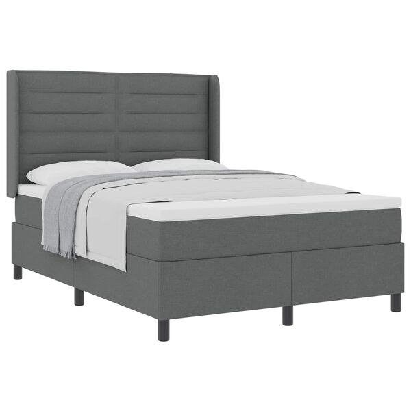 vidaXL Cama Box com colch&atilde;o Cinza Escuro 200 x 140 cm tecido