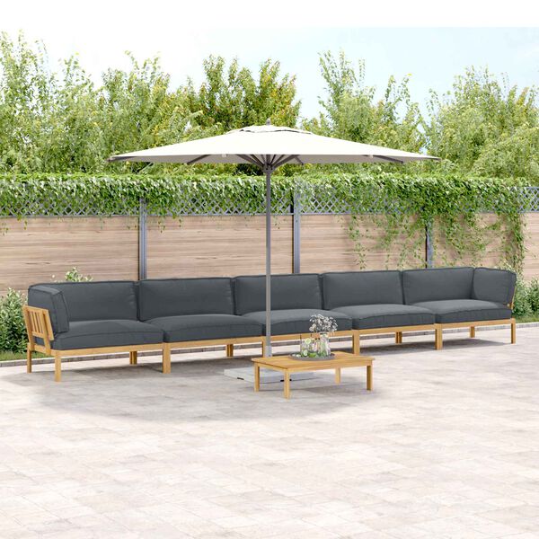 vidaXL Conjunto de Sof&aacute;s Liso 6 pcs Antracite Madeira S&oacute;lida de Ac&aacute;cia