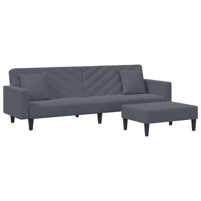 vidaXL 2 pcs conjunto de sofás com almofadas veludo cinzento-escuro
