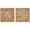 vidaXL Decora&ccedil;&otilde;es p/ muro jardim 2 pcs 55x55cm a&ccedil;o corten design rosas