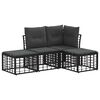 vidaXL Conjunto de Sof&aacute;s para Exterior 4 pcs Preto Poli&eacute;ster