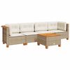 vidaXL 5 pcs conjunto de sof&aacute;s p/ jardim com almofad&otilde;es vime PE bege