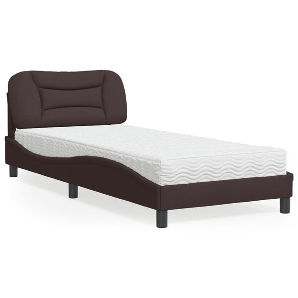 vidaXL Cama com colch&atilde;o Hvar 90x200 cm tecido castanho-escuro