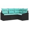 vidaXL Conjunto de Sof&aacute;s 4 unid. Preto vime PE