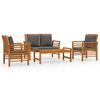 vidaXL 4 pcs conjunto lounge de jardim com almofad&otilde;es ac&aacute;cia maci&ccedil;a