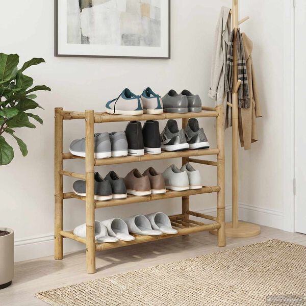 vidaXL Rack de Sapatos com prateleira Natural 68 x 28 x 63 cm Bambu