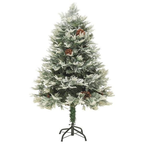 vidaXL Árvore de Natal com pinhas pré-iluminada 150 cm PVC e PE verde