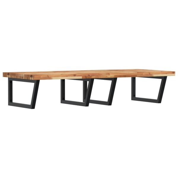 vidaXL Prateleira de parede p/ lavat&oacute;rio a&ccedil;o/madeira de ac&aacute;cia maci&ccedil;a