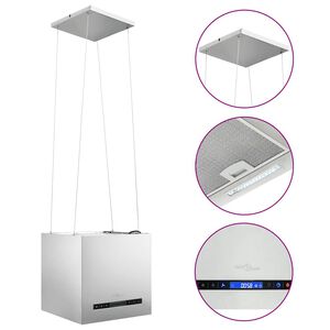 vidaXL Exaustor de ilha suspenso ecrã tátil LCD 37 cm aço inoxidável