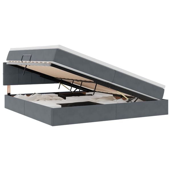 vidaXL Cama com Armazenamento Cinza Escuro 200 x 200 cm Veludo