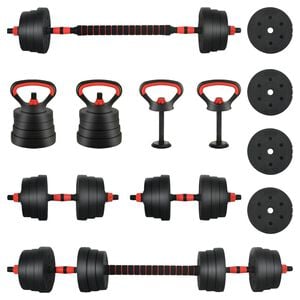 vidaXL Conjunto de Halteres 4 em 1 30kg Preto e Vermelho