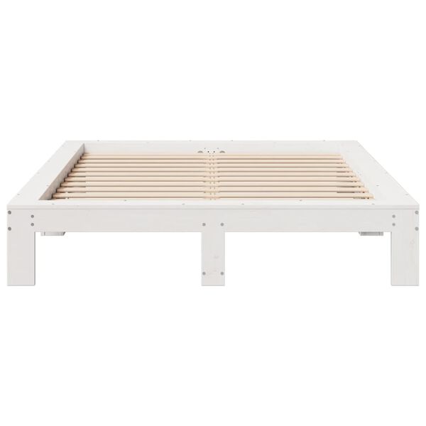 vidaXL Cama sem colch&atilde;o 150x200 cm madeira de pinho maci&ccedil;a branco