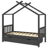 vidaXL Cama de crian&ccedil;a c/ gaveta 80x160 cm pinho maci&ccedil;o cinza-escuro