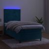 vidaXL Cama box spring c/ colch&atilde;o/LED 90x190 cm veludo azul-escuro