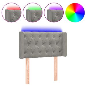 vidaXL Cabeceira de cama c/ luzes LED veludo 83x16x78/88cm cinza-claro