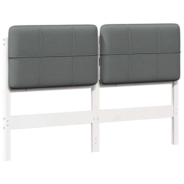 vidaXL Cabeceira estofada com cabeceira Branco e Cinza Claro 135 cm