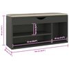 vidaXL Banco sapateira c/ almofad&atilde;o contraplacado 104x30x49 cm cinza