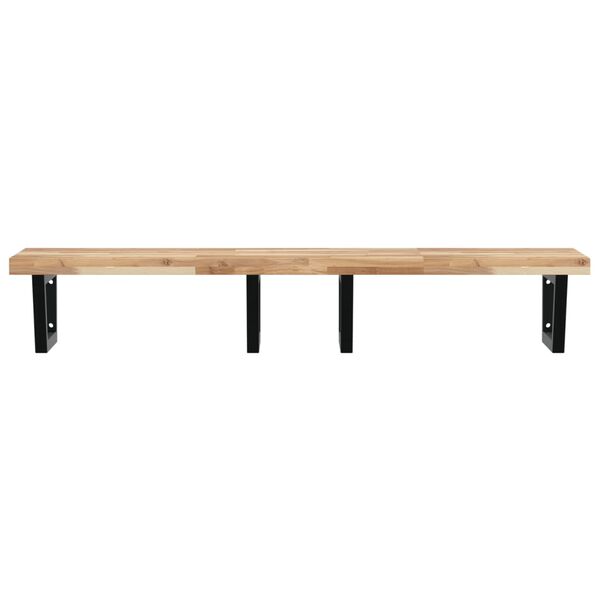 vidaXL Prateleira de parede p/ lavat&oacute;rio a&ccedil;o/madeira de ac&aacute;cia maci&ccedil;a