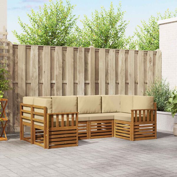 vidaXL Conjunto de Sof&aacute; Sectional com almofada 6 pcs Natural