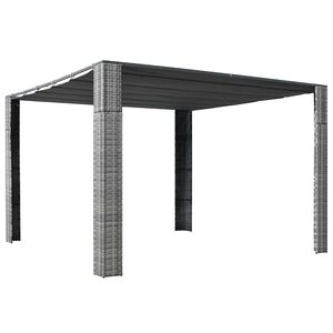 vidaXL Gazebo ccom teto em vime PE 300x300x220 cm cinzento e antracite