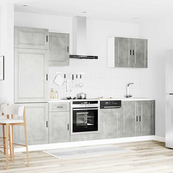 vidaXL 7 pe&ccedil;as arm&aacute;rio de cozinha conjunto Porto cinzento cimento