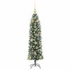 vidaXL &Aacute;rvore Slim de Natal Artificial Verde e Branco 150 cm