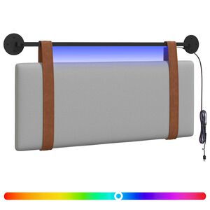 vidaXL Cabeceira suspensa Com luz LED Cinza Nuvem PU Antigo