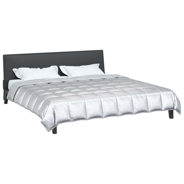 vidaXL Duvet de Ano Inteiro Prateado 200 x 200 cm Cetim e Microfibra