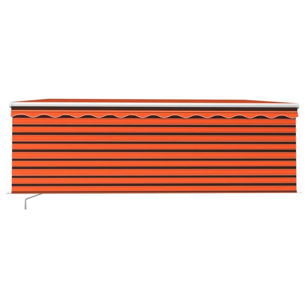 vidaXL Toldo retr&aacute;til manual com estore/LED 4x3 m laranja e castanho