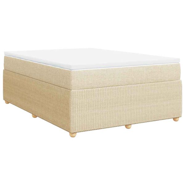 vidaXL Cama com molas/colch&atilde;o 140x190 cm tecido cor creme