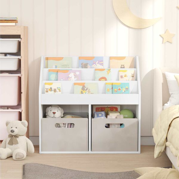 vidaXL Estante Infantil Branco Brilhante 72,5 x 29,5 x 69 cm