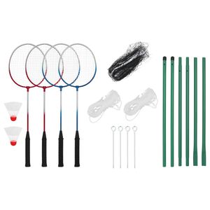 vidaXL Conjunto de badminton com 4 raquetes e rede 620x151 cm