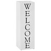 vidaXL Suporte para guarda-chuvas Welcome a&ccedil;o branco