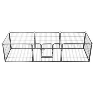 vidaXL Parque para c&atilde;es 8 pain&eacute;is a&ccedil;o 60x80 cm preto