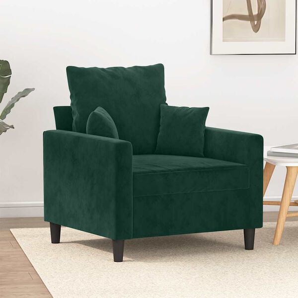 vidaXL Poltrona 60 cm veludo verde-escuro