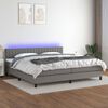 vidaXL Cama box spring c/ colch&atilde;o e LED 200x200 cm tecido cinza-escuro