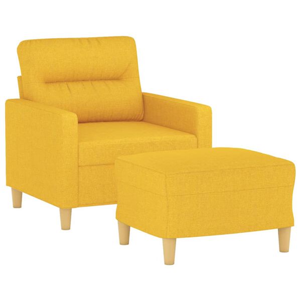 vidaXL Poltrona com apoio de p&eacute;s 60 cm tecido amarelo-claro