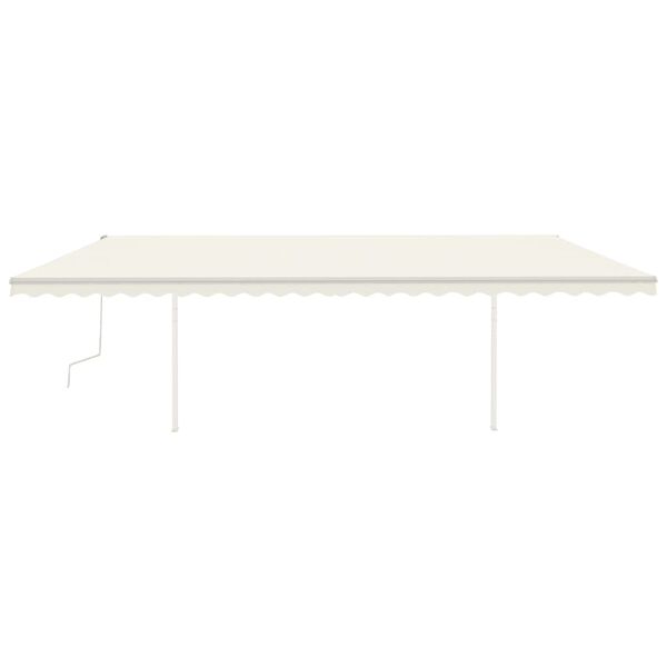 vidaXL Toldo retr&aacute;til manual com postes 6x3,5 m cor creme