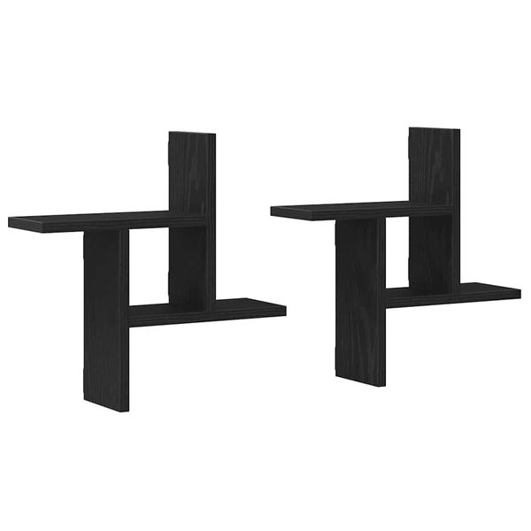 vidaXL Prateleiras de parede 2 pcs derivados madeira carvalho preto