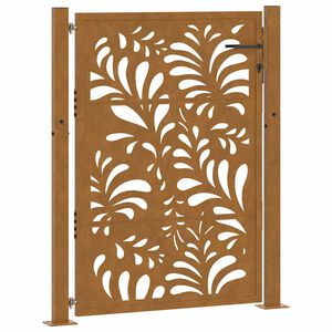 vidaXL Port&atilde;o de jardim 100x125 cm em a&ccedil;o resistente &agrave;s intemp&eacute;ries com design ondulado