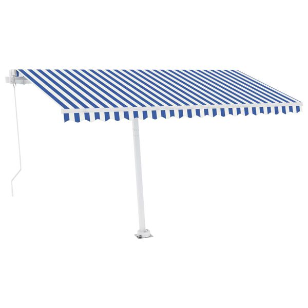 vidaXL Toldo retr&aacute;til manual independente 450x300 cm azul e branco