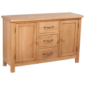 vidaXL Aparador com 3 gavetas 110x33,5x70 cm madeira carvalho maci&ccedil;a